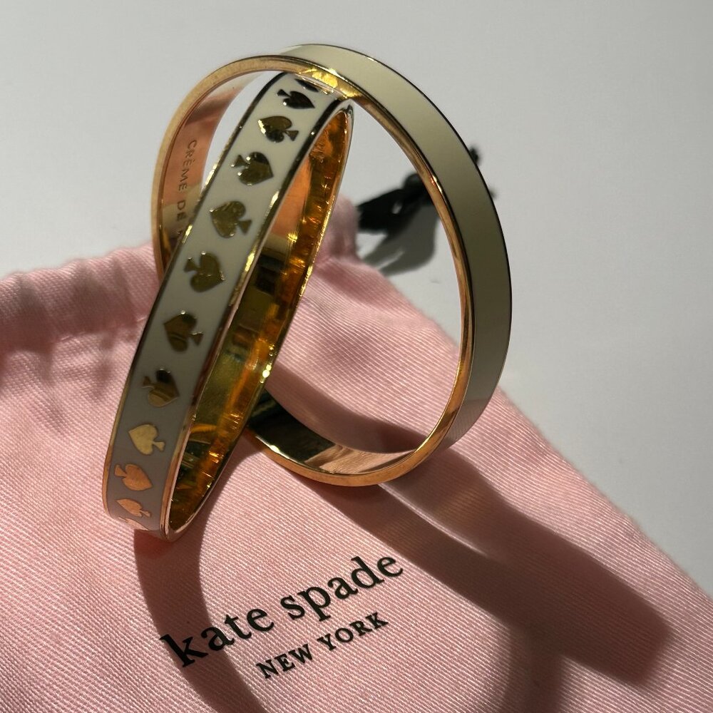 Kate Spade Bangle Set – Cream/Gold w/ Dust Bag - Picture 2 of 6